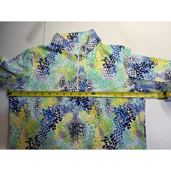IBKUL Women 1/4 Zip Pullover Blue Shirt Sz M Long Sleeve Mesh UPF 50 Cooling - Picture 10 of 12